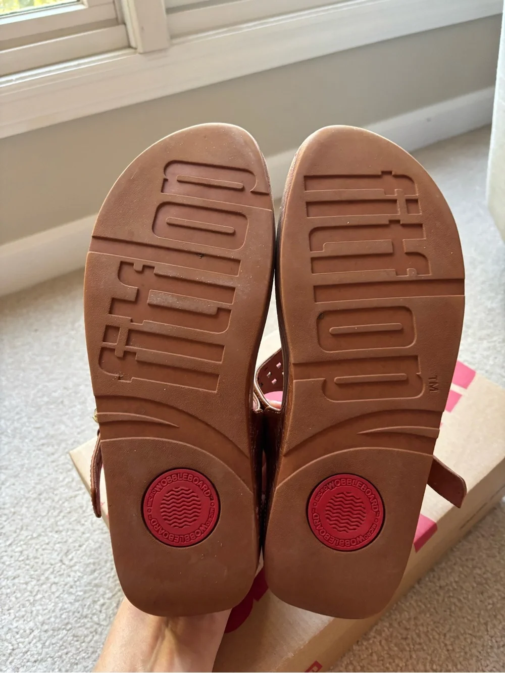 FitFlop Women's Tan Perforated Thong Sandals
